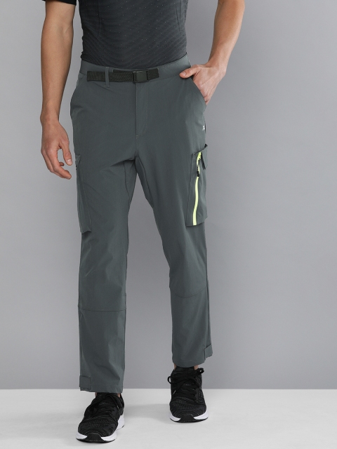 

HRX by Hrithik Roshan Men Grey Regular Fit Rapid Dry Antimicrobial Solid Regular Trousers