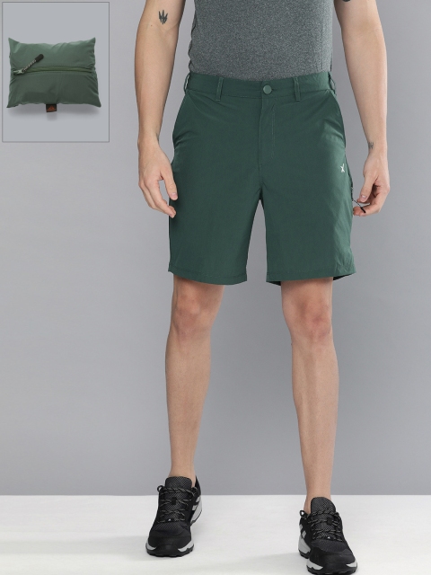 

HRX by Hrithik Roshan Men Green Solid Regular Fit Packable Shorts