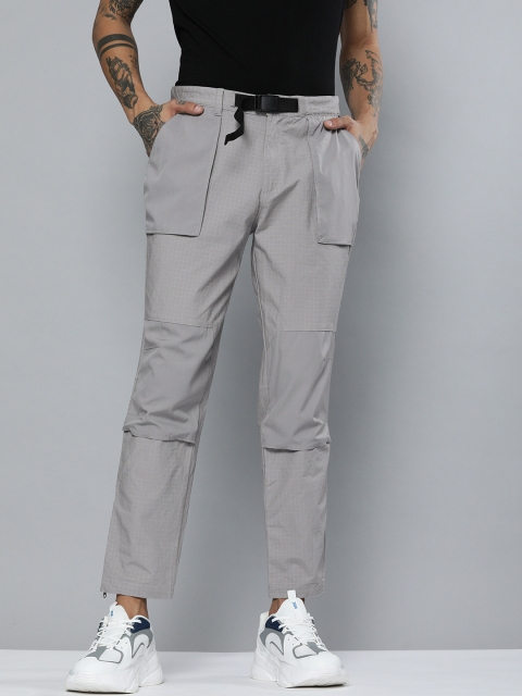 

HRX by Hrithik Roshan Men Grey Checked Fit Bio-Wash Anti-Microbial OutdoorTrousers