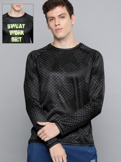 

HRX by Hrithik Roshan Men Black Printed Reversible Round Neck T-shirt