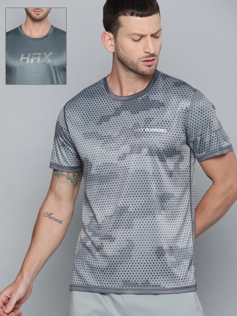 

HRX by Hrithik Roshan Men Grey Printed Reversible Round Neck Running T-shirt
