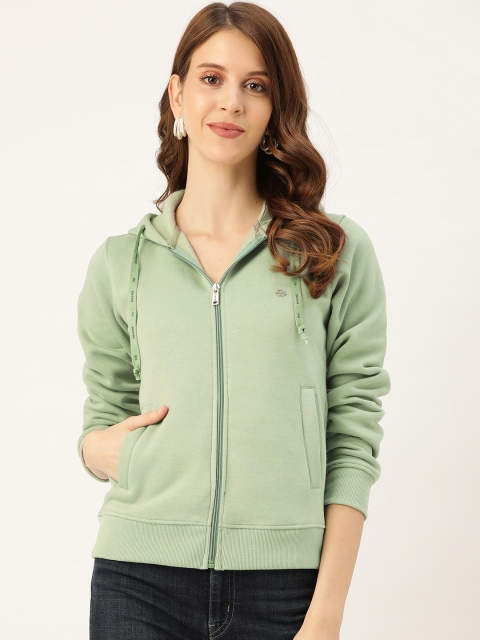 

Okane Women Green Solid Hooded Sweatshirt