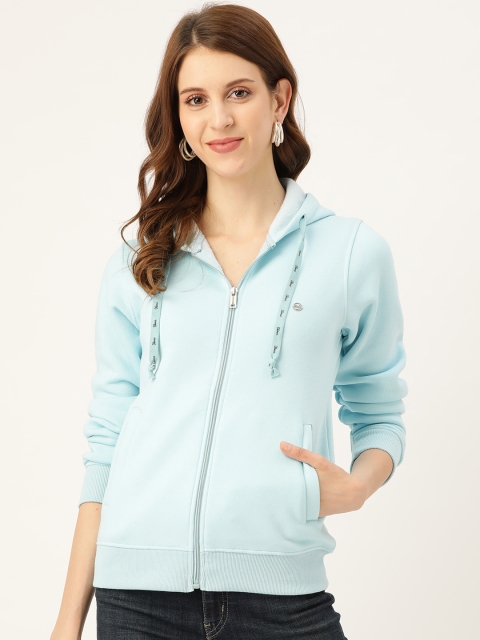 

Okane Women Turquoise Blue Solid Hooded Sweatshirt