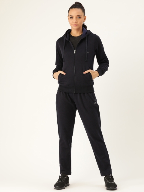 

Okane Women Navy Blue Solid Hooded Tracksuit