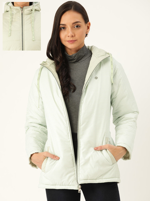 

Okane Women Green Solid Reversible Hooded Padded Jacket