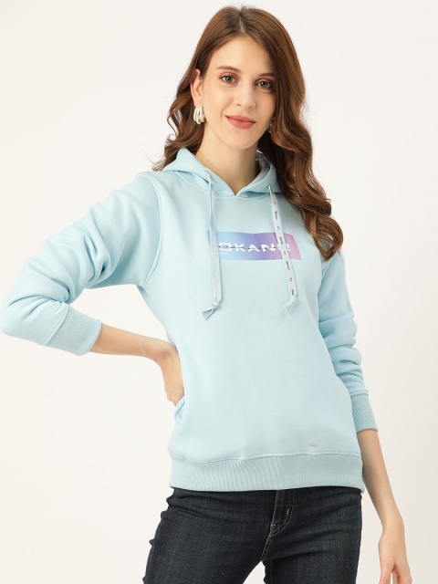 

Okane Women Turquoise Blue Solid Hooded Sweatshirt
