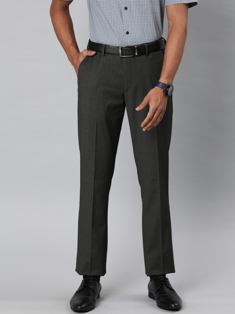 

Louis Philippe Men Black Slim Fit Self Design Formal Trousers