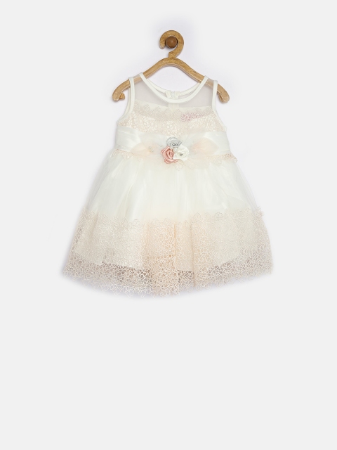 

Tiny Girl Cream-Coloured Lace Net Fit & Flare Dress