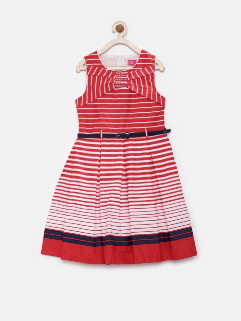 

Tiny Girl Red & White Striped Fit & Flare Dress