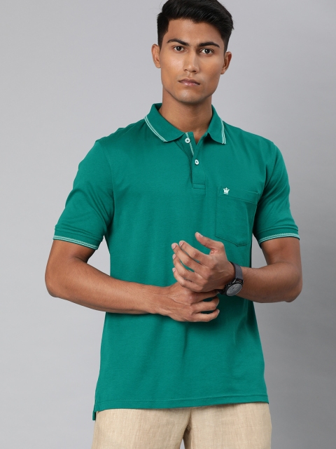 

Louis Philippe Men Green Solid Polo Collar T-shirt