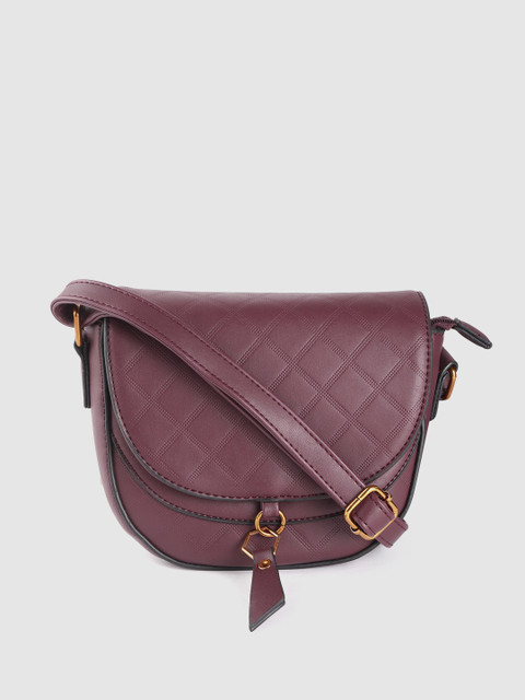 

DressBerry Women Burgundy Geometric Textured Sling Bag