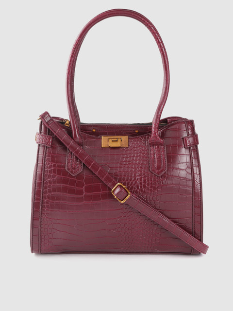 

Mast & Harbour Women Burgundy Croc Textured Shoulder Bag