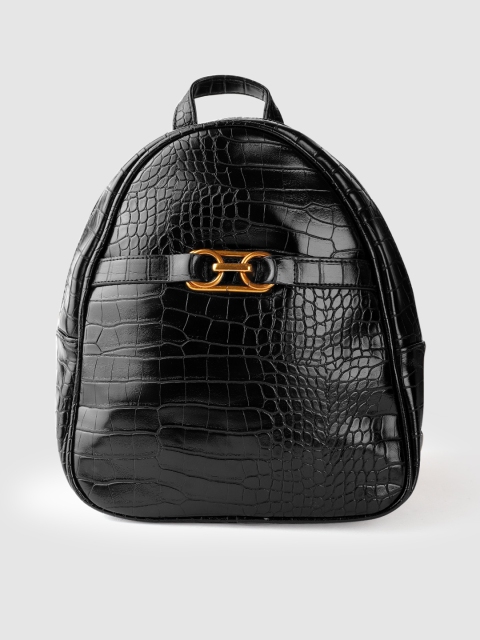 

Mast & Harbour Women Black Croc-Textured Backpack