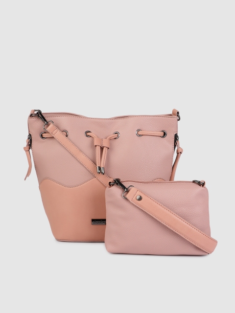 

DressBerry Pink Solid Tote With Sling Bag