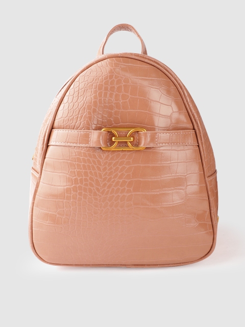 

Mast & Harbour Women Peach-Coloured Croc-Textured Backpack