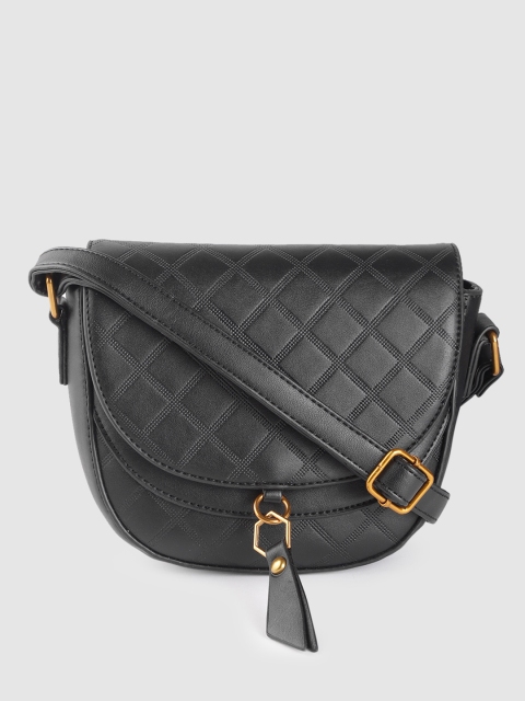 

DressBerry Women Black Geometric Textured Sling Bag