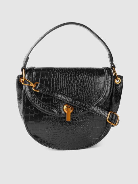 

Mast & Harbour Black Croc Textured Handheld Bag