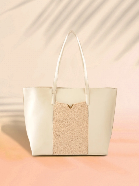 

Mast & Harbour Women Cream-Coloured Sherpa Applique Structured Shoulder Bag