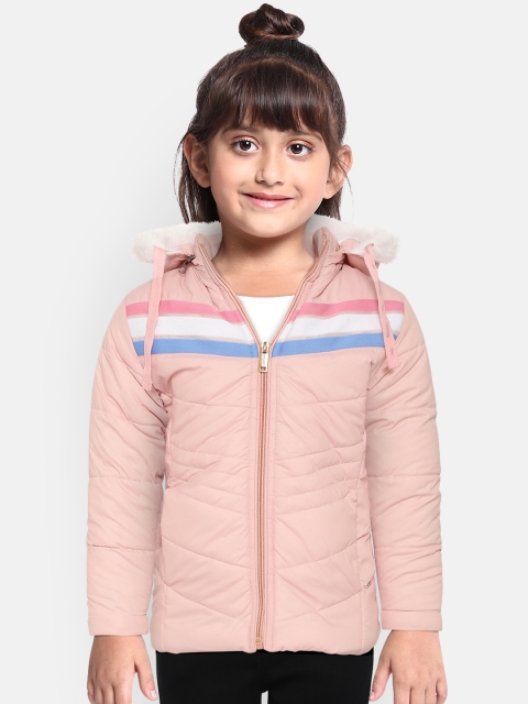 

Okane Girls Pink Striped Parka Jacket with Detachable Hood & Faux Fur Trim