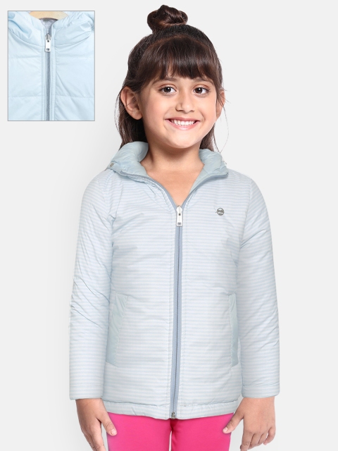 

Okane Girls Blue & White Striped Reversible Hooded Padded Jacket