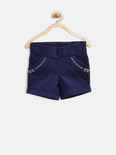 

Tiny Girl Navy Blue Embellished Slim Fit Hot Pants