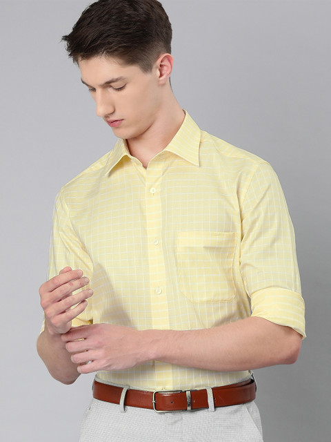 

Louis Philippe Men Yellow Regular Fit Checked Formal Shirt