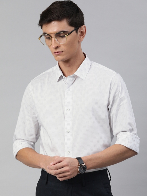 

Louis Philippe Sport Men White & Black Super Slim Fit Printed Smart Casual Shirt