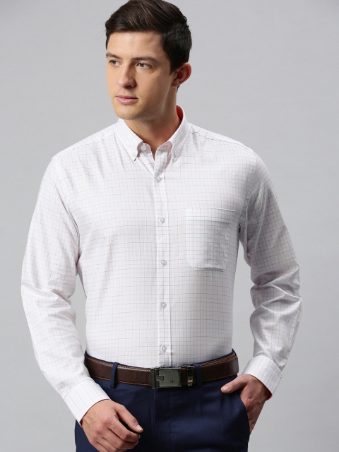 

Louis Philippe Men White Slim Fit Checked Premium Cotton Formal Shirt