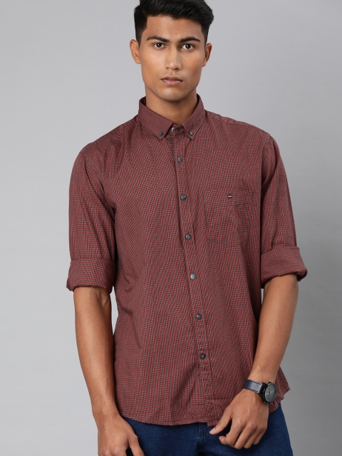 

Louis Philippe Sport Men Red & Grey Slim Fit Checked Casual Shirt