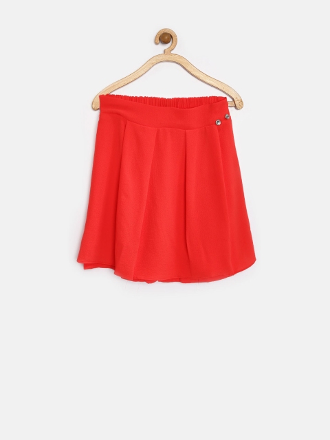 

Tiny Girl Red Pleated Flared Skirt