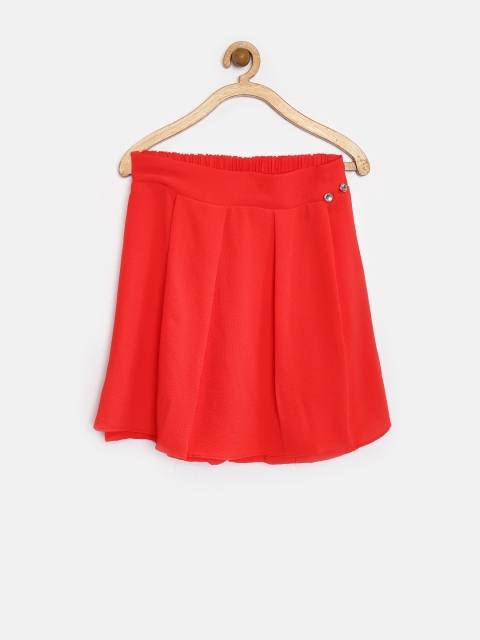 

Tiny Girl Red Pleated Flared Skirt