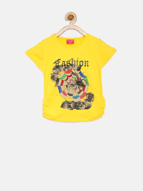 

Tiny Girl Yellow Embellished Printed Top