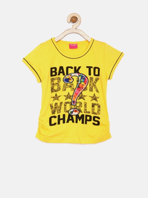 

Tiny Girl Yellow Embellished Printed Top