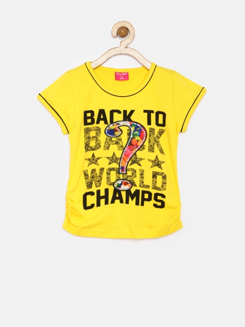 

Tiny Girl Yellow Embellished Printed Top