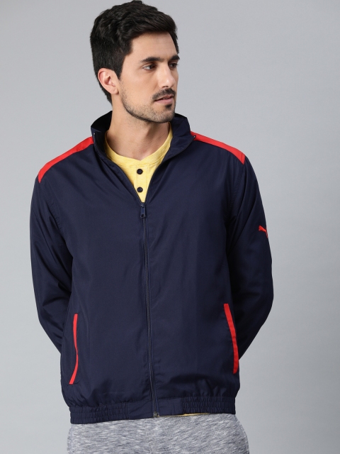 

Puma Men Navy Blue Colourblocked Open Front Jacket
