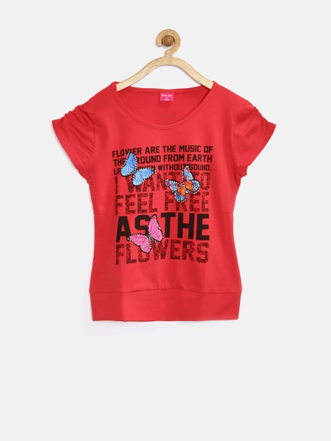 

Tiny Girl Red Printed Embellished Top