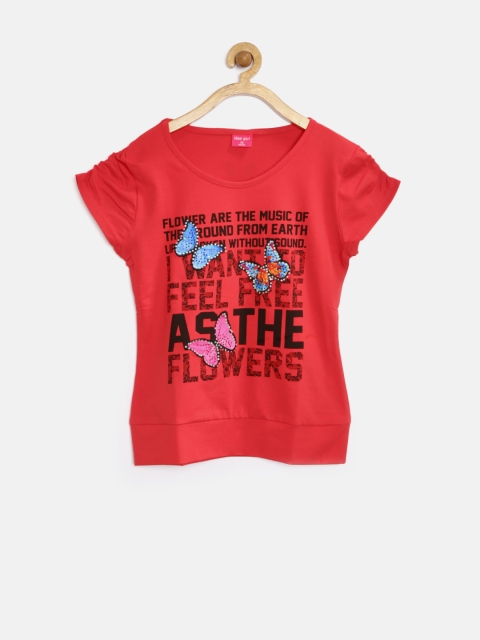 

Tiny Girl Red Printed Embellished Top