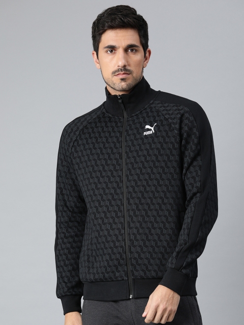 

Puma Men Black Printed Open Front Jacket