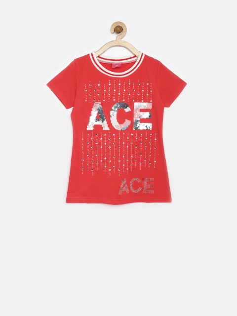 

Tiny Girl Red Embellished Top