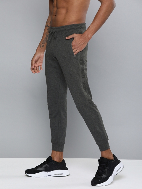 

HERE&NOW Men Charcoal Grey Solid Straight Fit Joggers with Side Taping