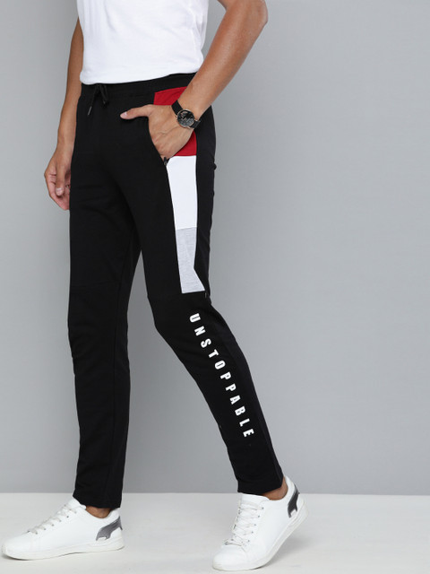 

HERE&NOW Men Black Straight Fit Printed Track Pants