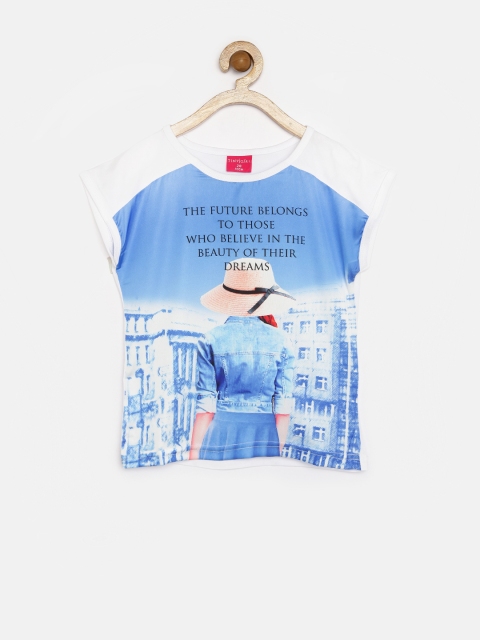 

Tiny Girl Blue & White Printed Top