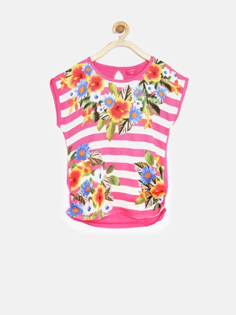 

Tiny Girl Pink Striped Floral Print Top