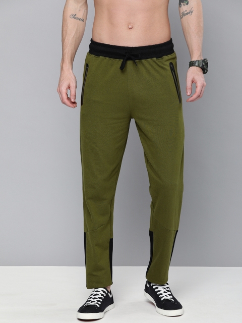 

HERE&NOW Men Olive Green Solid Regular Fit Track Pants