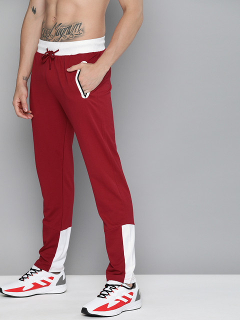 

HERE&NOW Men Maroon & White Straight Fit Colourblocked Track Pants