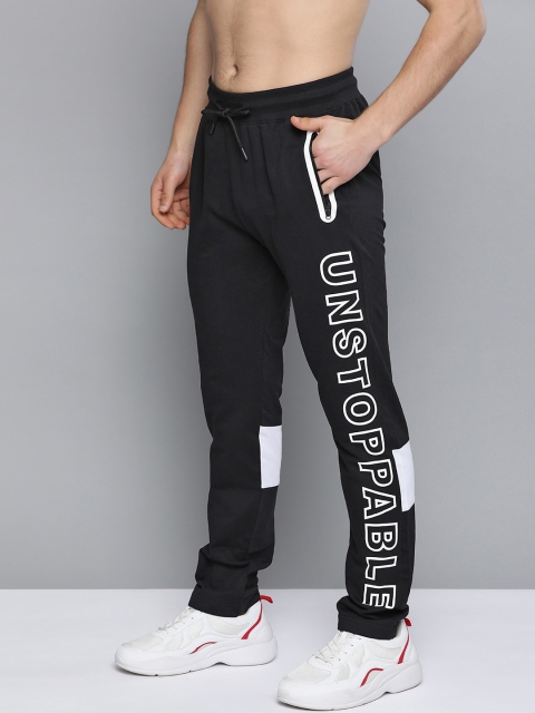 

HERE&NOW Men Black & White Pure Cotton Solid Track Pants