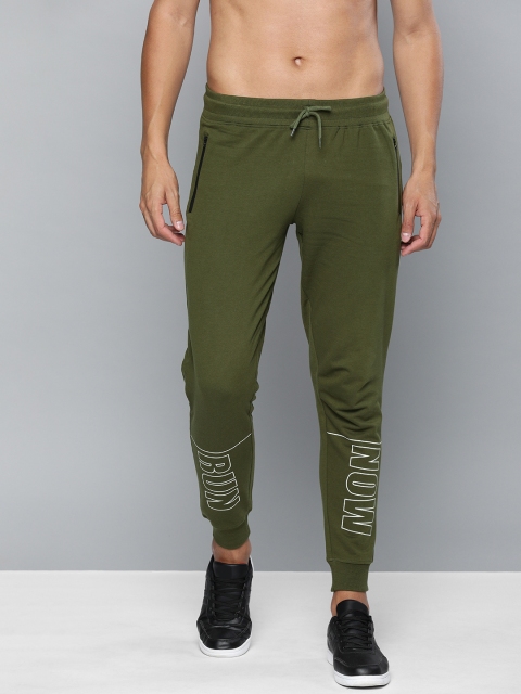 

HERE&NOW Men Olive Green Straight Fit Printed Joggers