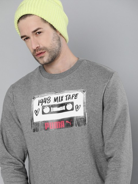 

Puma Men Grey & White Printed Sweatshirt