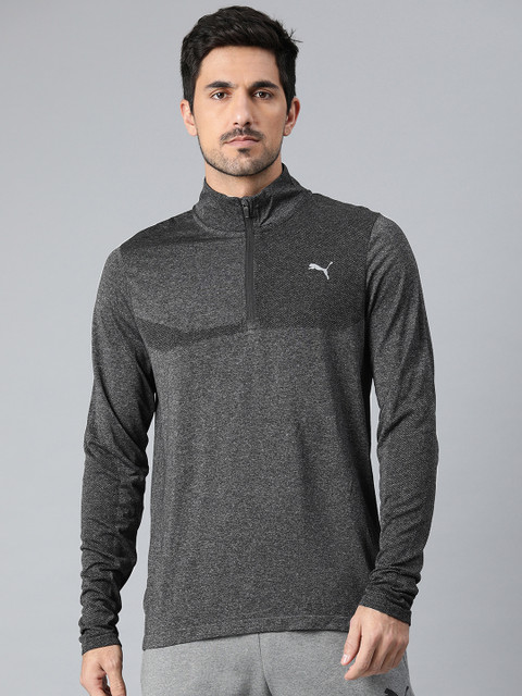 

Puma Men Charcoal Grey Solid Evoknit 1 4 Zip Pullover Sweatshirt