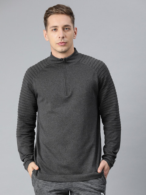 

Puma Men Charcoal Grey Solid Evoknit Performance 1 4 Zip Pullover Sweatshirt
